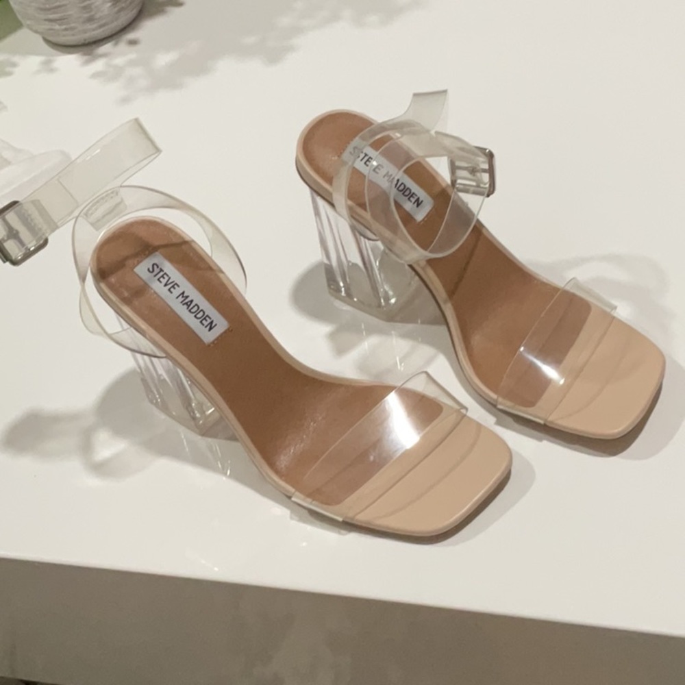 Steve Madden Steve Madden 4 inch open toe clear heel brand new